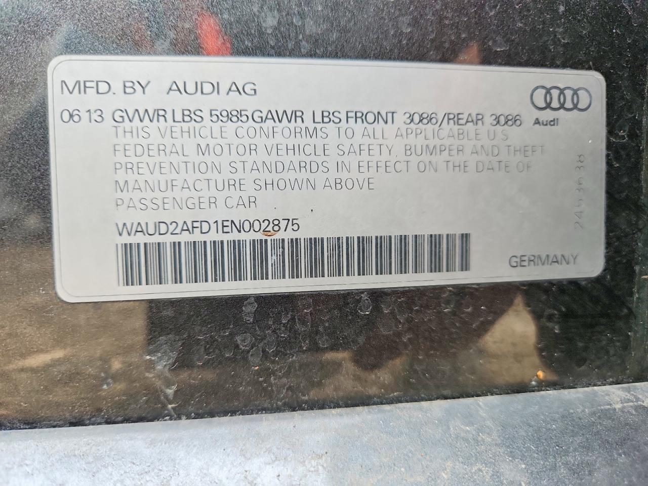 2014 Audi S8 VIN WAUD2AFD1EN002875 photo 12