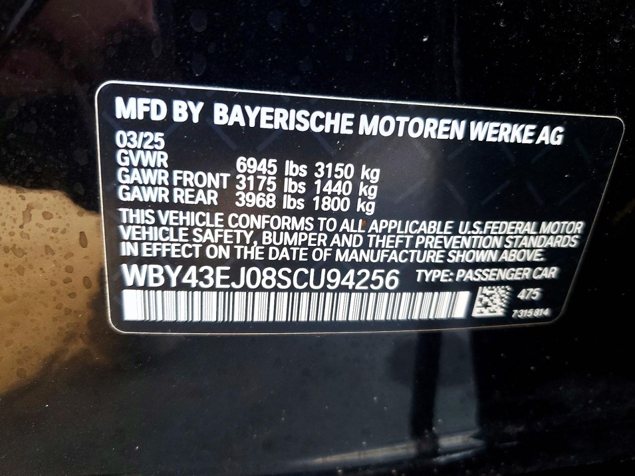 2025 BMW All other VIN WBY43EJ08SCU94256 photo 12