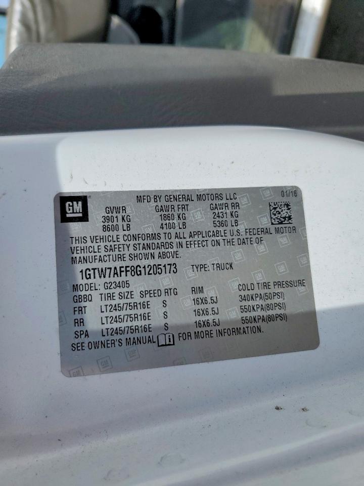 2016 GMC Savana VIN 1GTW7AFF8G1205173 photo 12
