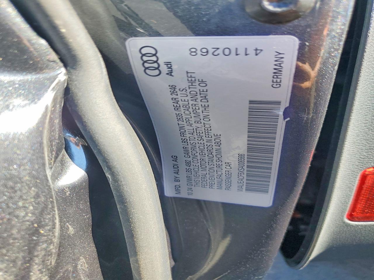 2025 Audi A5 VIN WAUEACF5XSA006566 photo 12