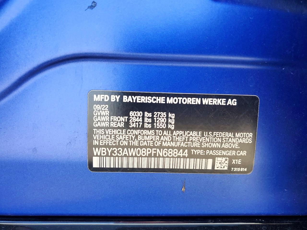 2023 BMW I4 m50 VIN WBY33AW08PFN68844 photo 12