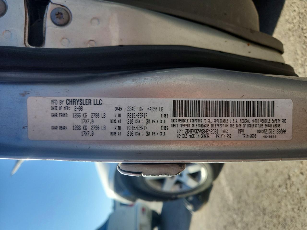 2008 DODGE Magnum VIN 2D4FV37VX8H242531 photo 12