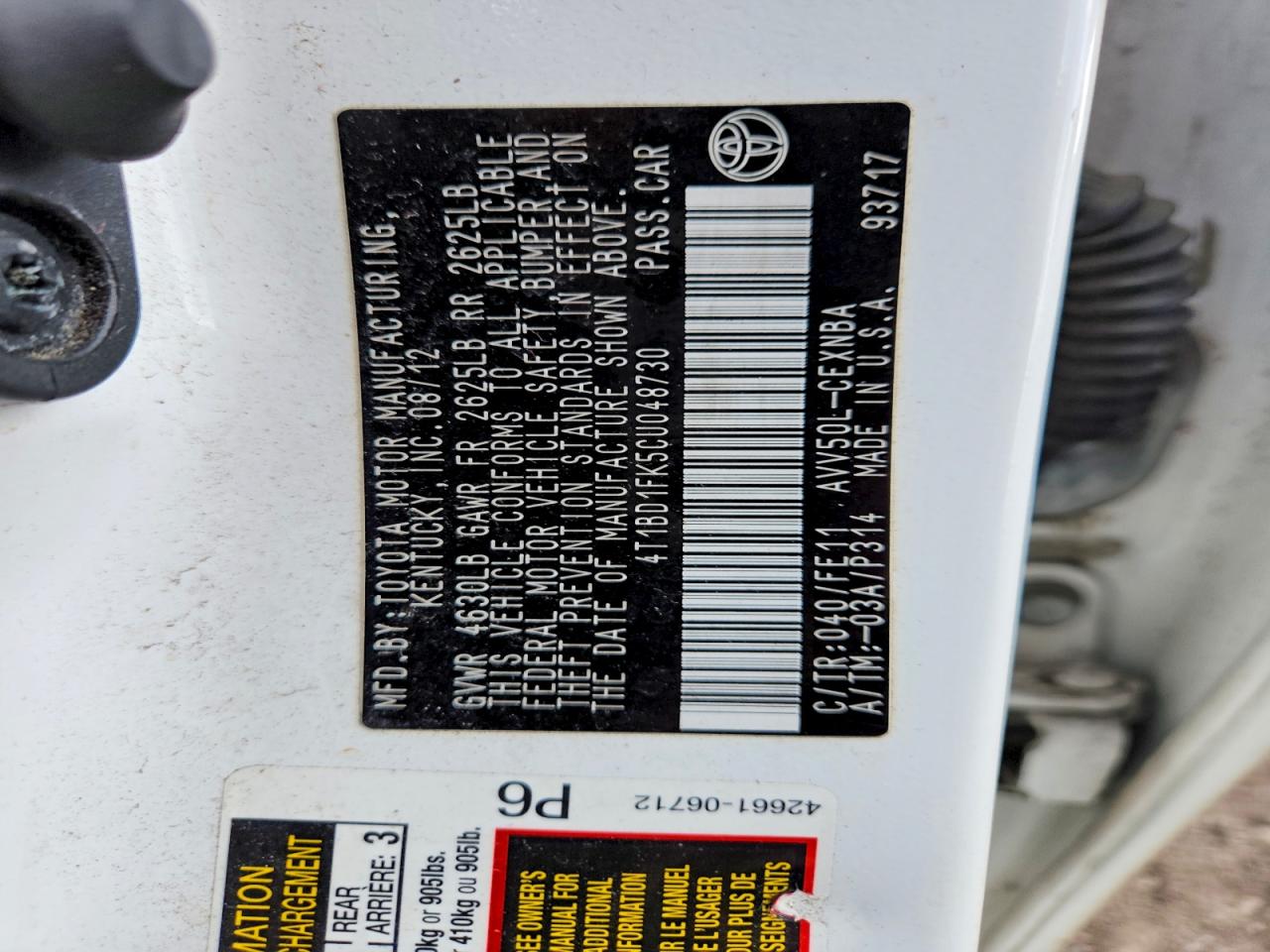 2012 Toyota Camry sola VIN 4T1BD1FK5CU048730 photo 12
