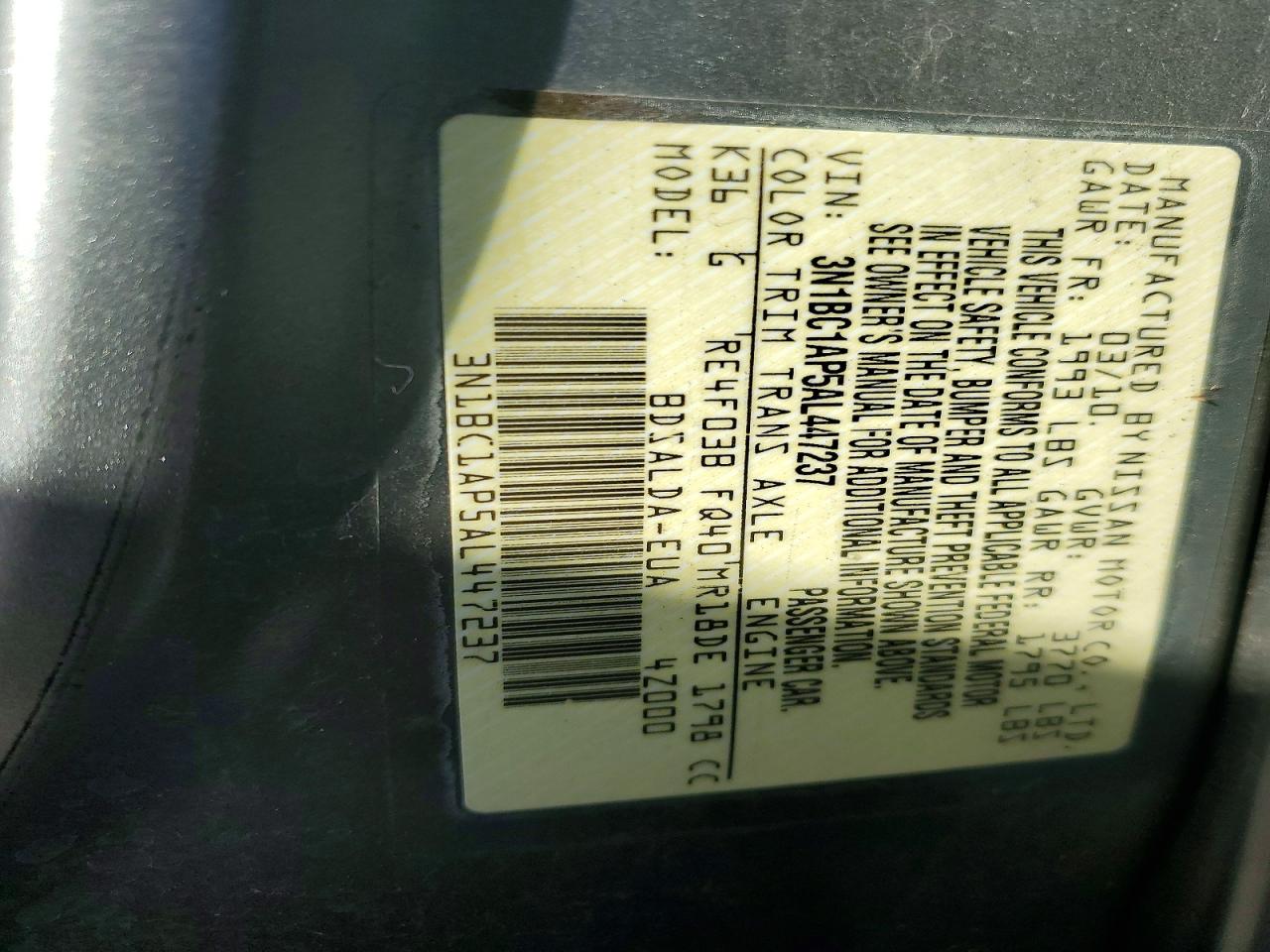 2010 NISS Versa VIN 3N1BC1AP5AL447237 photo 12