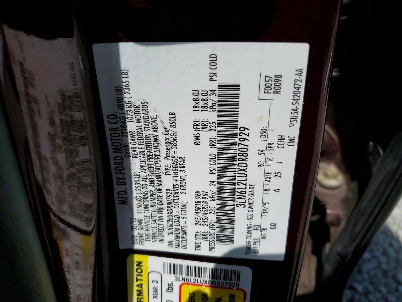 2013 Lincoln Mkz VIN 3LN6L2LUXDR807929 photo 12