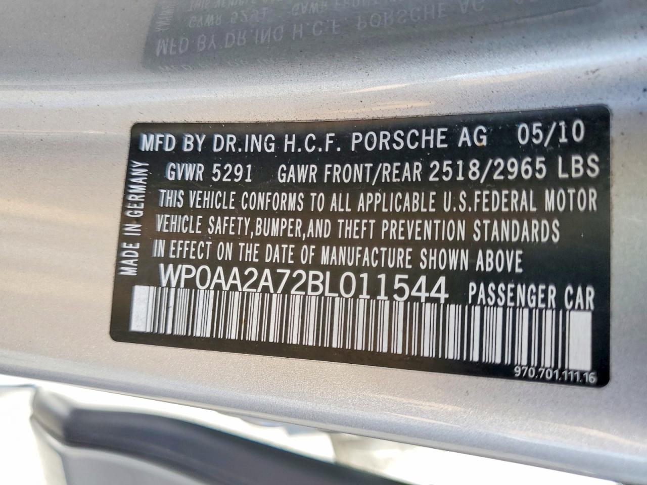 2011 Porsche Panamera VIN WP0AA2A72BL011544 photo 12