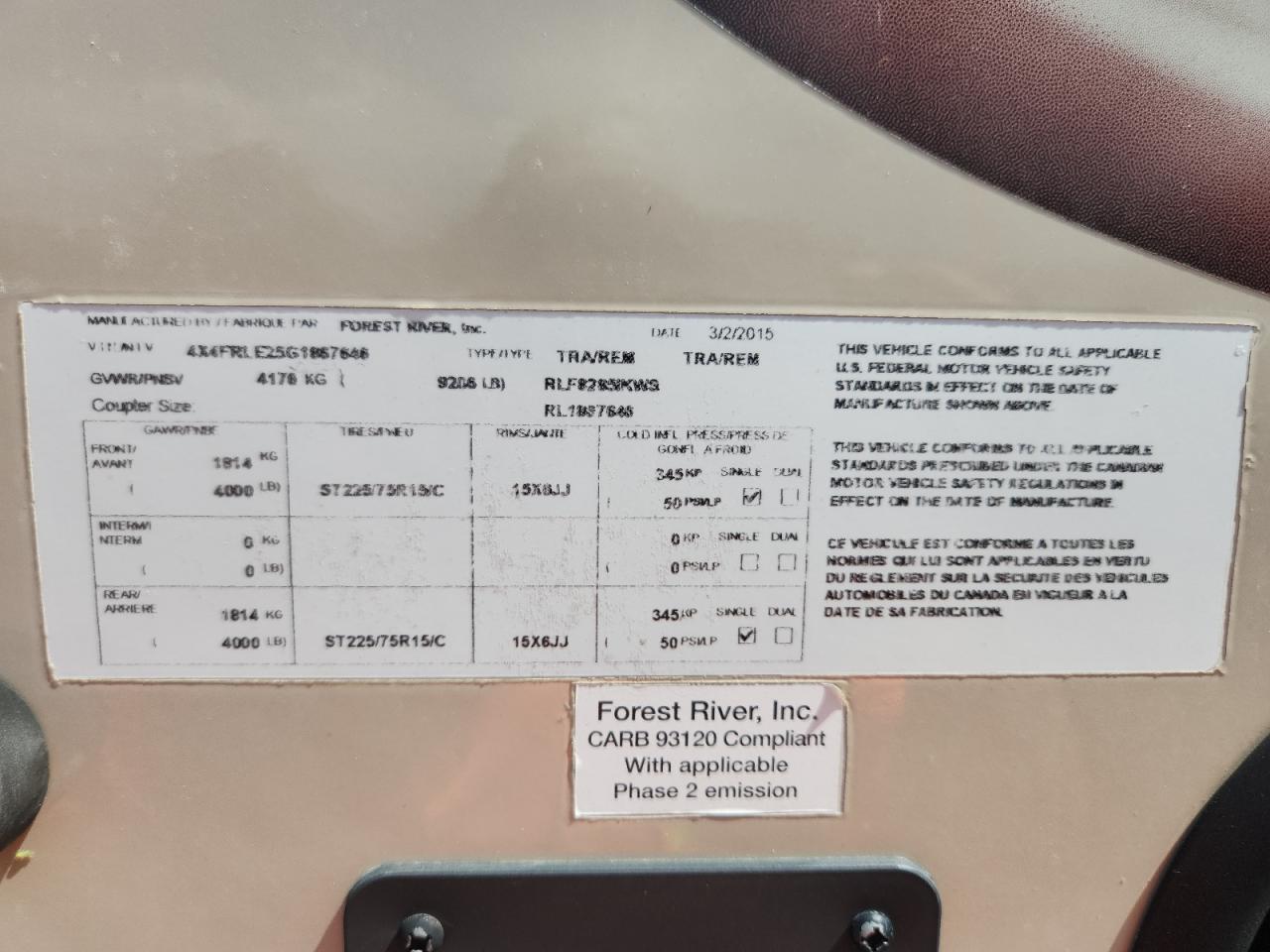 2016 FOREST All models VIN 4X4FRLE25G1867646 photo 10