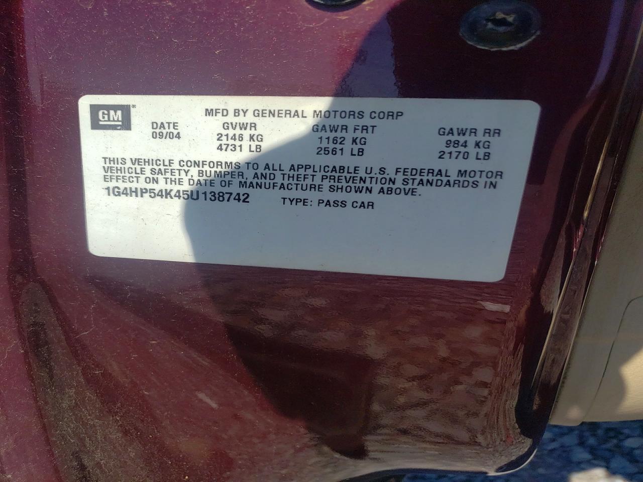 2005 Buick Lesabre VIN 1G4HP54K45U138742 photo 12