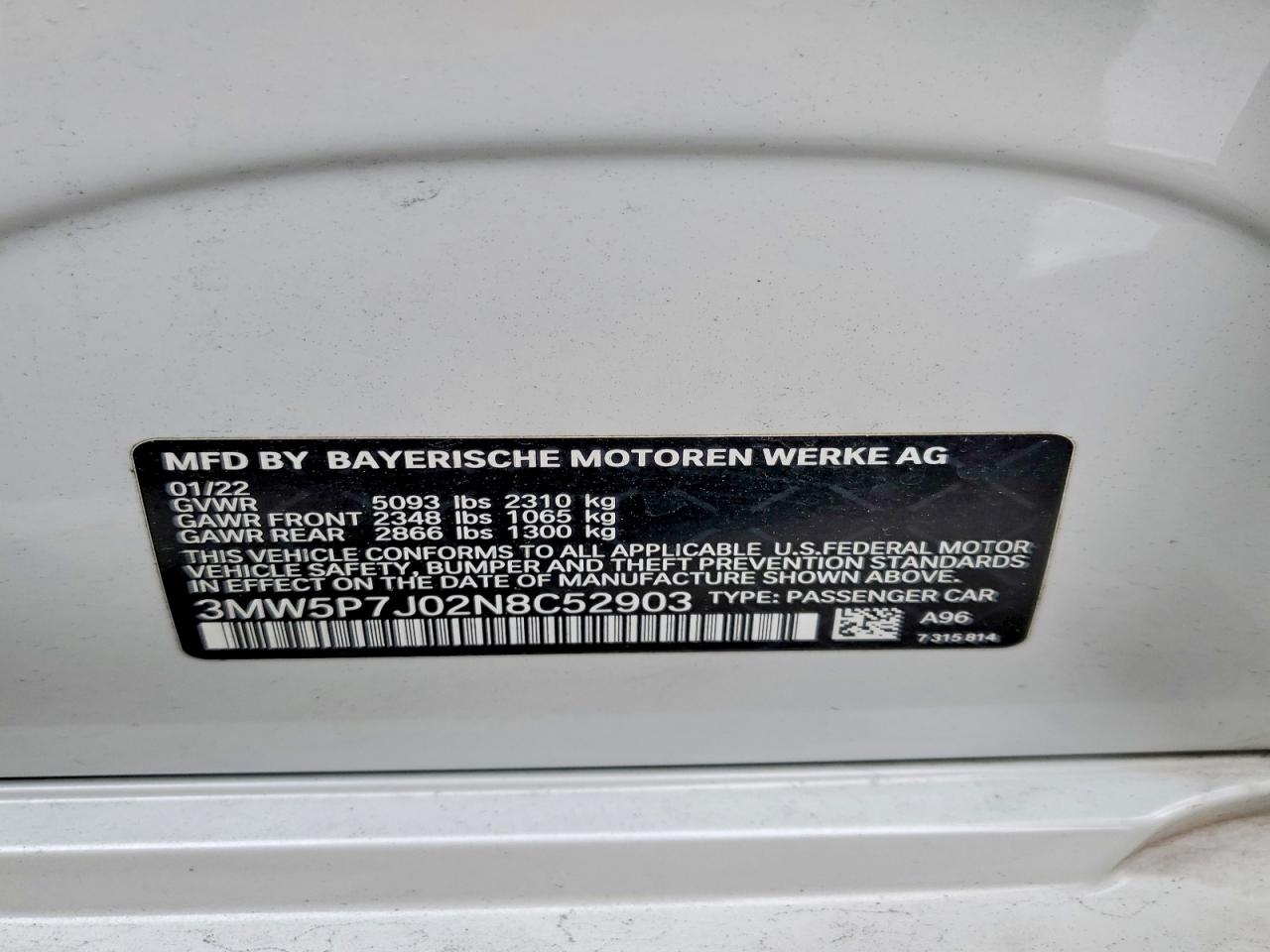 2022 BMW 3 series VIN 3MW5P7J02N8C52903 photo 12