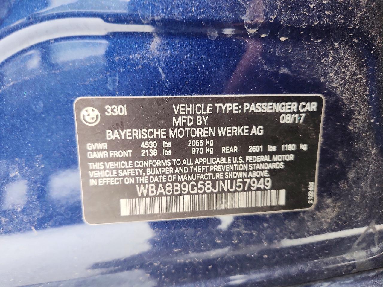 2018 BMW 3 series VIN WBA8B9G58JNU57949 photo 12