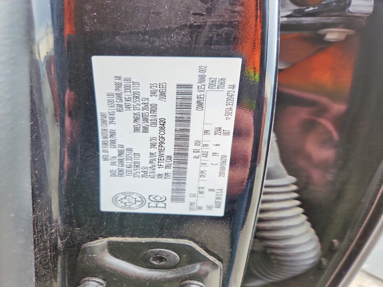 2016 Ford F150 VIN 1FTEW1EP9GFC08420 photo 12