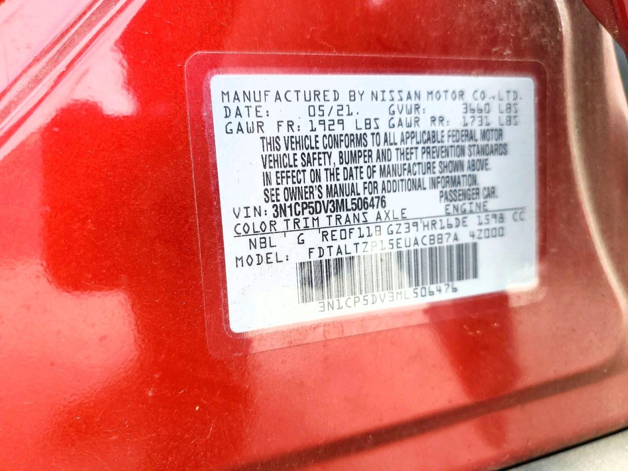 2021 Nissan Kicks VIN 3N1CP5DV3ML506476 photo 12