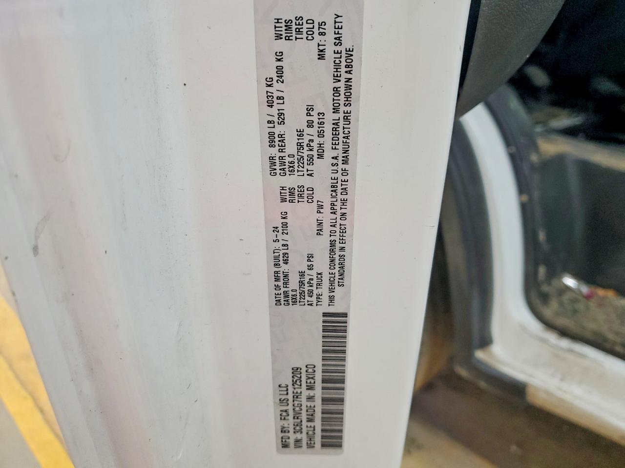 2024 Ram Promaster VIN 3C6LRVCG7RE125209 photo 12