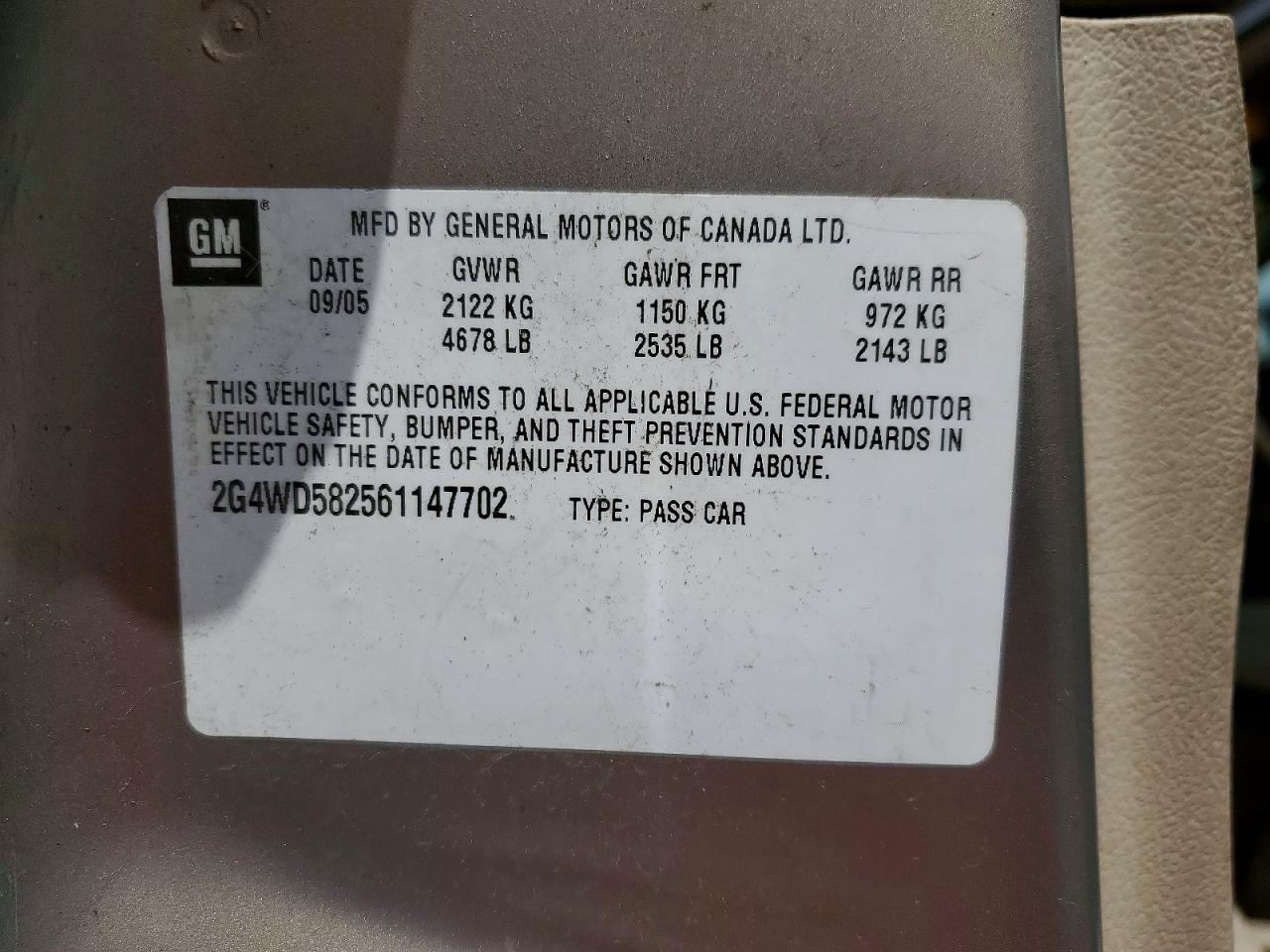2006 Buick Lacrosse VIN 2G4WD582561147702 photo 12
