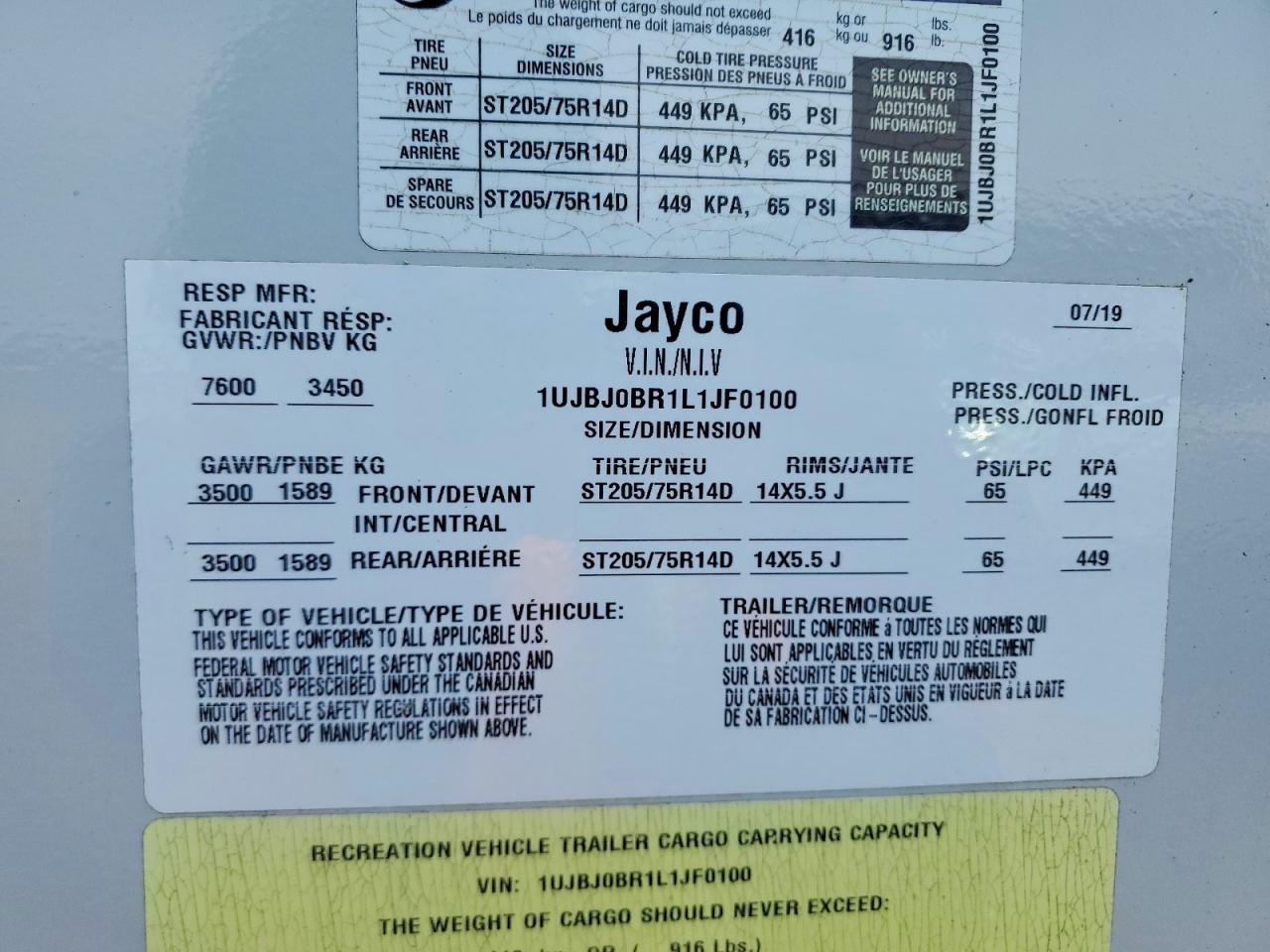 2020 JAYCO All models VIN 1UJBJ0BR1L1JF0100 photo 10