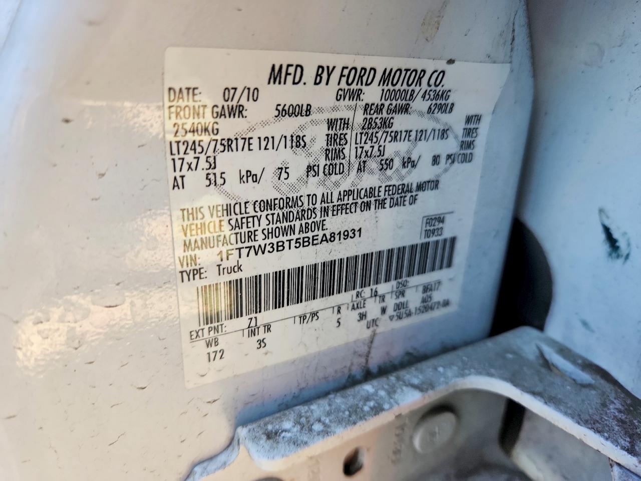 2011 Ford F350 VIN 1FT7W3BT5BEA81931 photo 12
