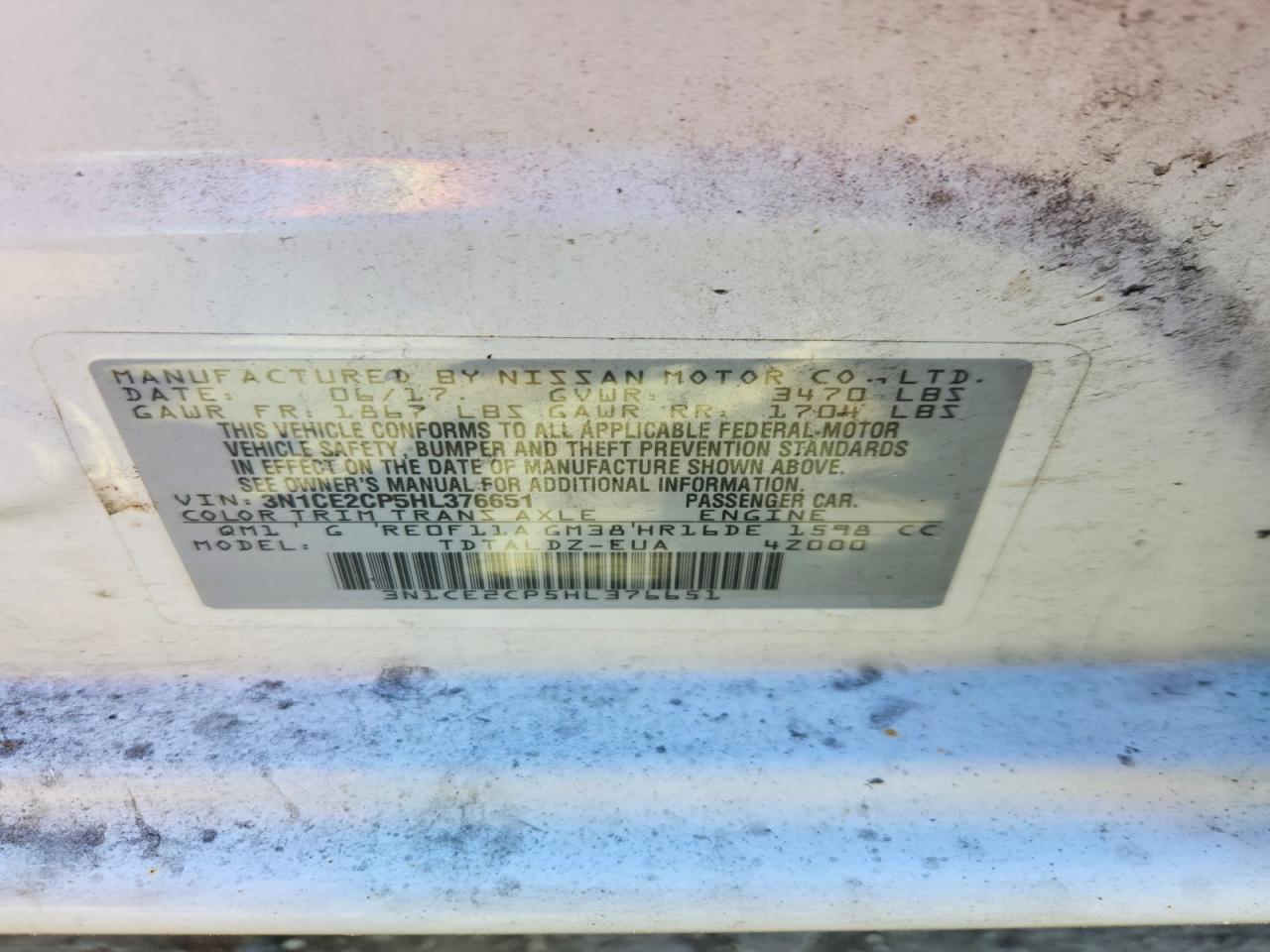 2017 Nissan Versa VIN 3N1CE2CP5HL376651 photo 12