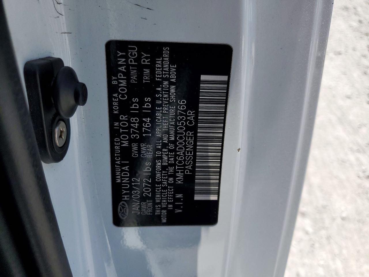 2012 Hyundai Veloster VIN KMHTC6AD0CU053766 photo 12
