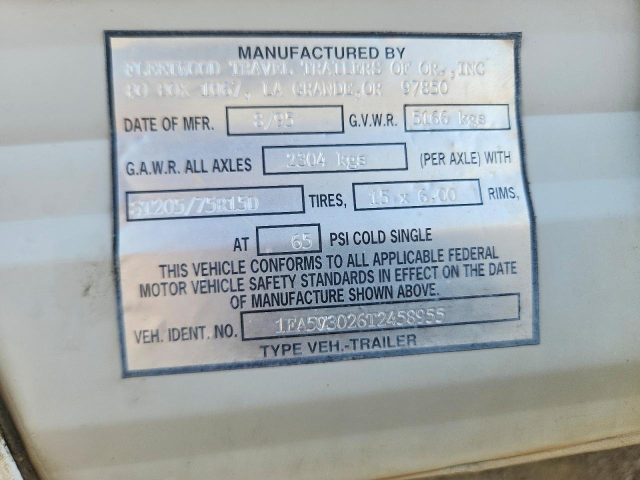 1995 FLEETWOOD Mallard VIN 1EA5V3026T2458955 photo 10