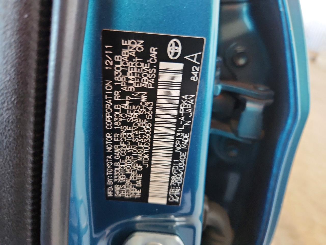 2012 Toyota Yaris VIN JTDKTUD36CD515643 photo 12
