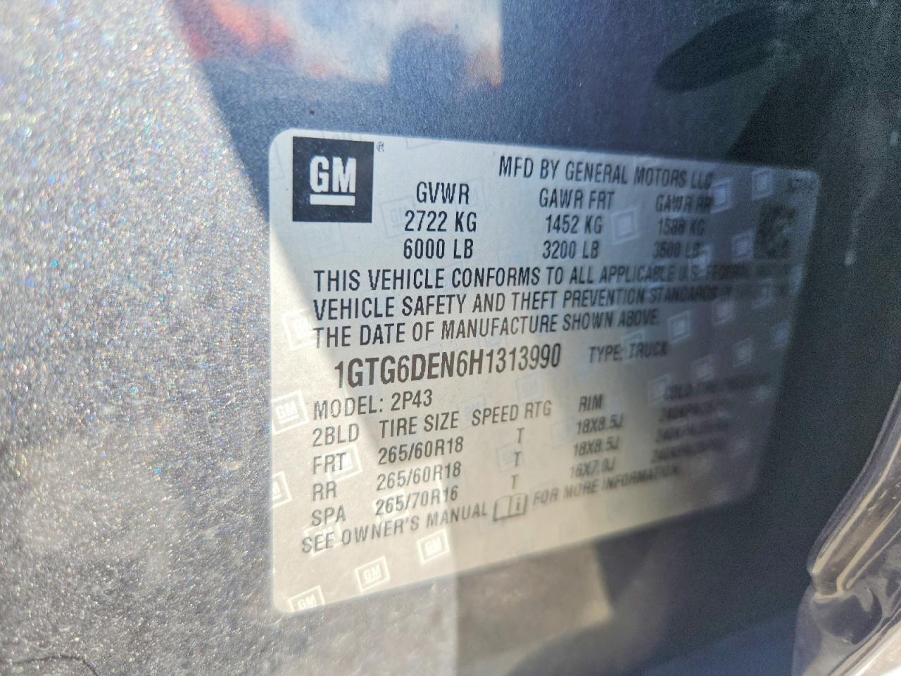 2017 GMC Canyon VIN 1GTG6DEN6H1313990 photo 12