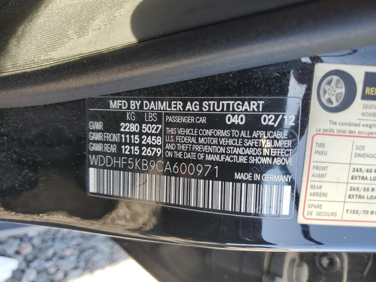 2012 Mercedes-Benz E-class VIN WDDHF5KB9CA600971 photo 12