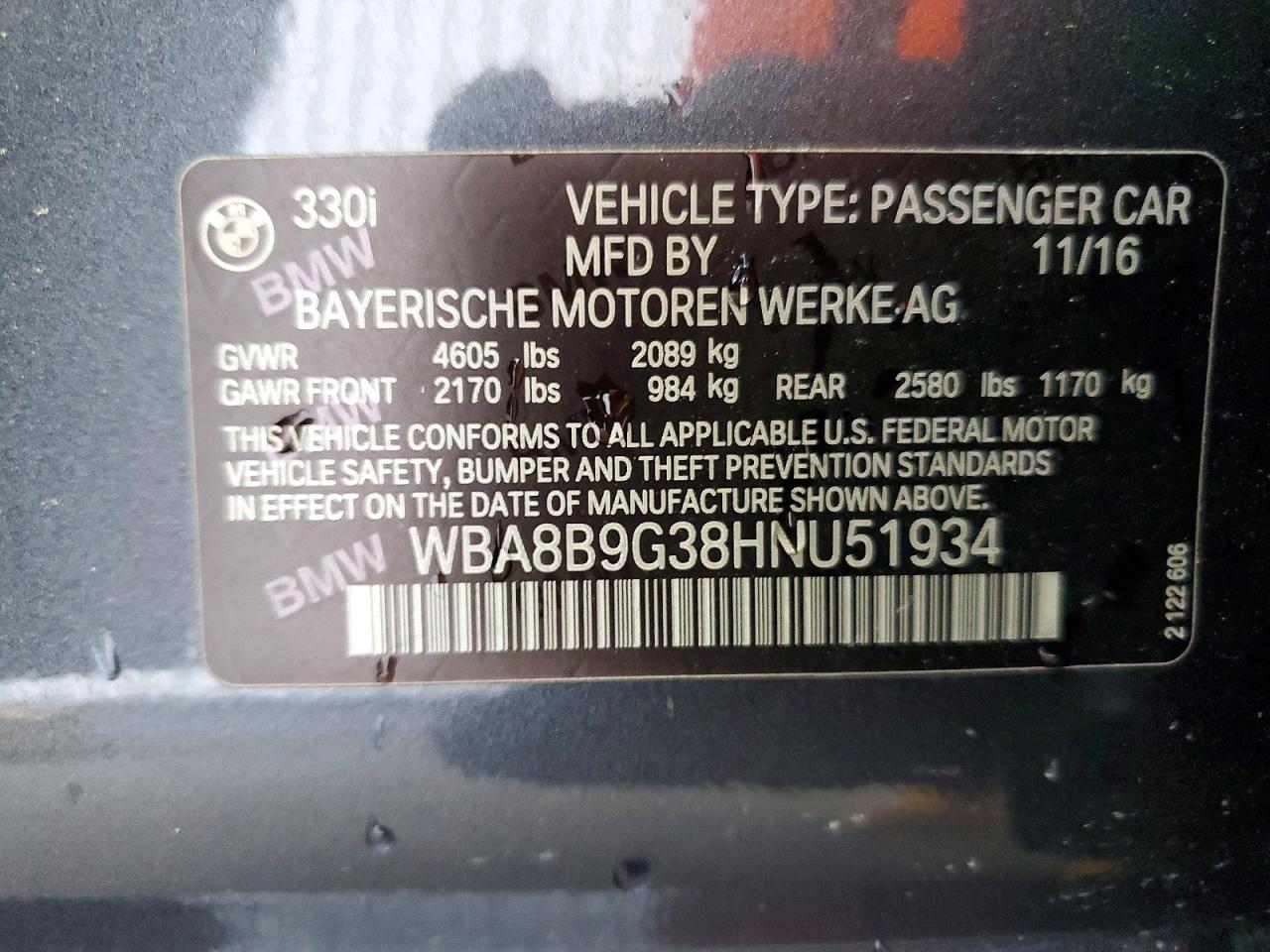 2017 BMW 3 series VIN WBA8B9G38HNU51934 photo 12