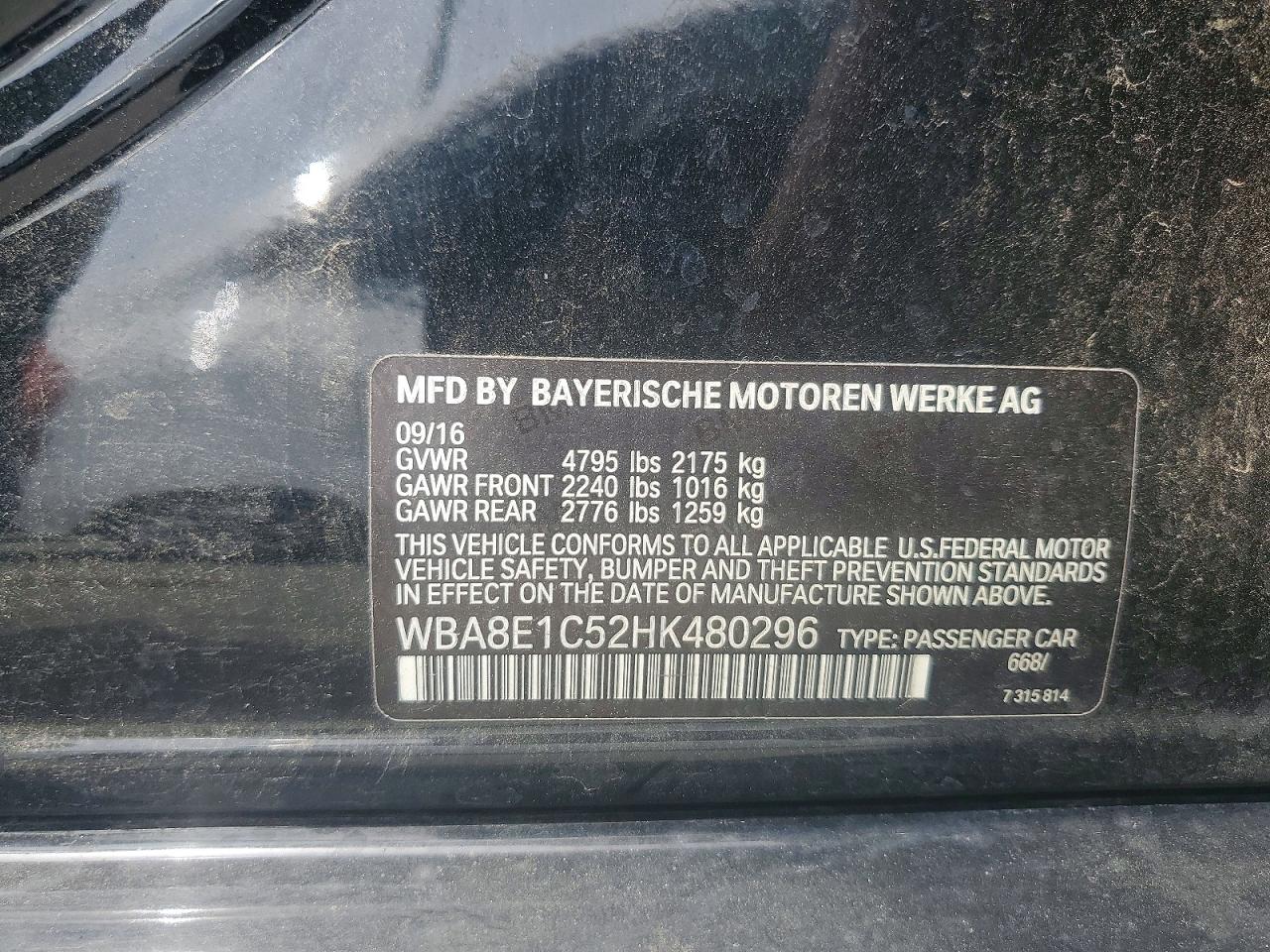 2017 BMW 3 series VIN WBA8E1C52HK480296 photo 12