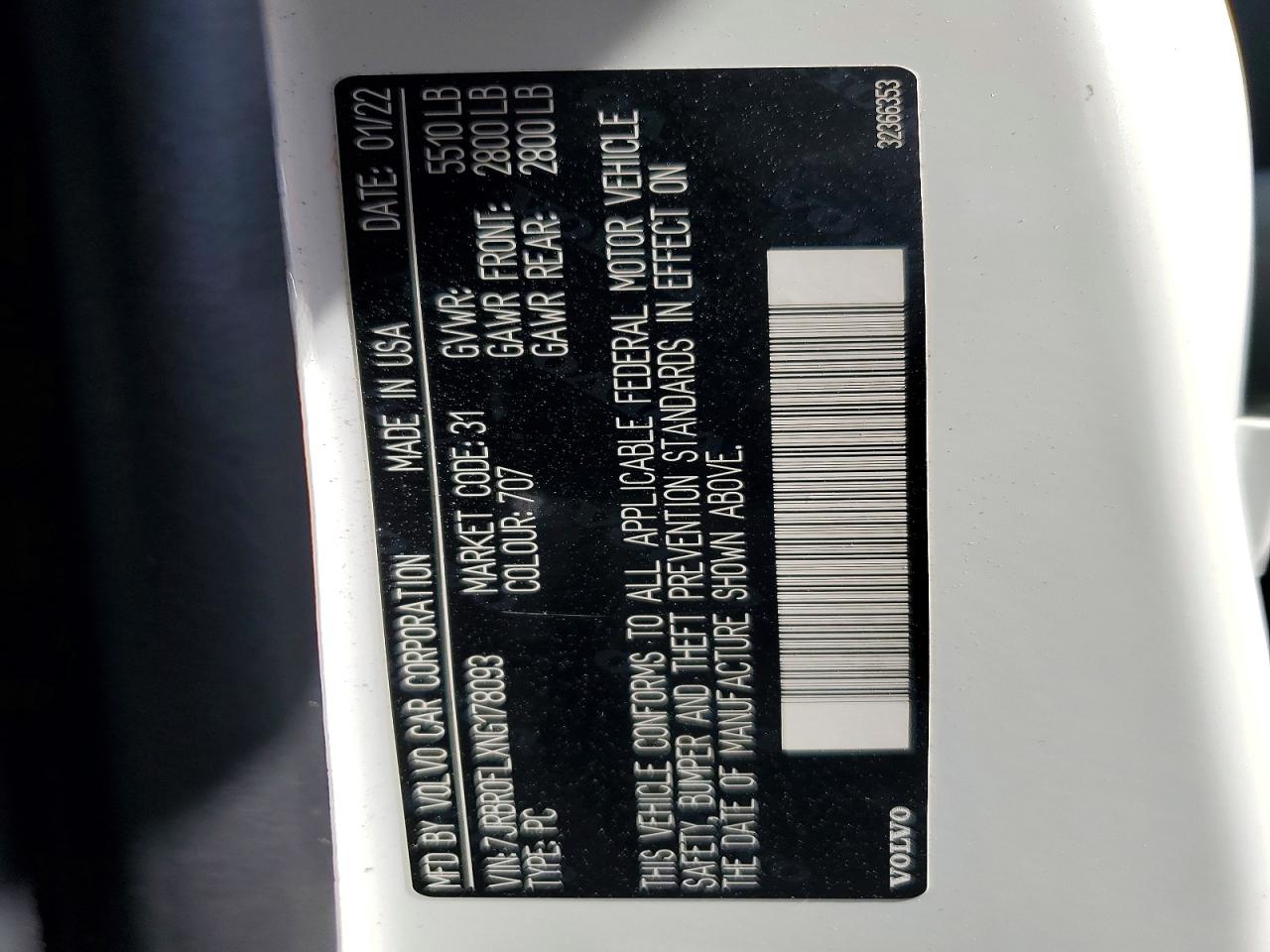 2022 Volvo S60 VIN 7JRBR0FLXNG178093 photo 12