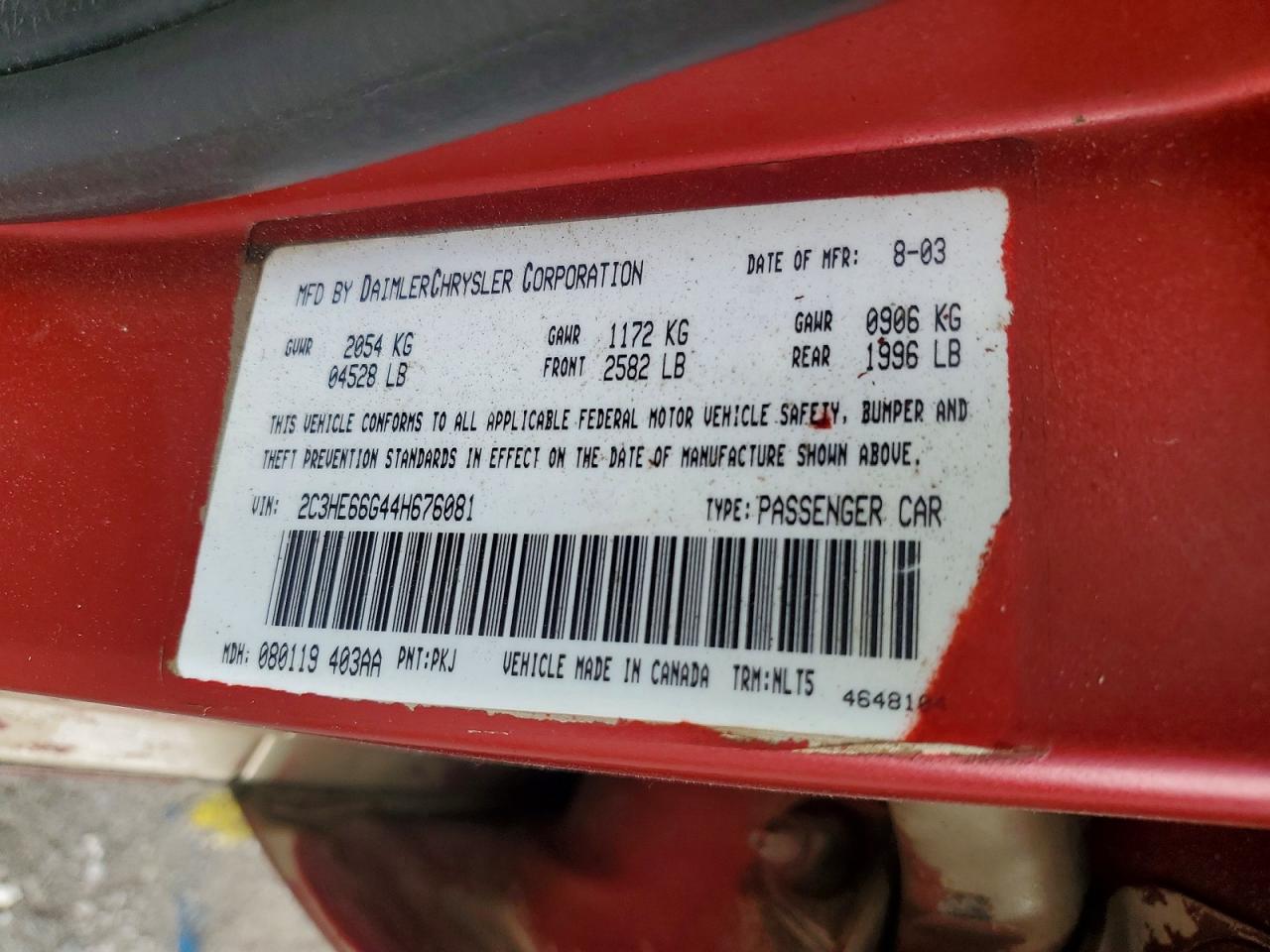 2004 CHRYSLER 300 VIN 2C3HE66G44H676081 photo 12