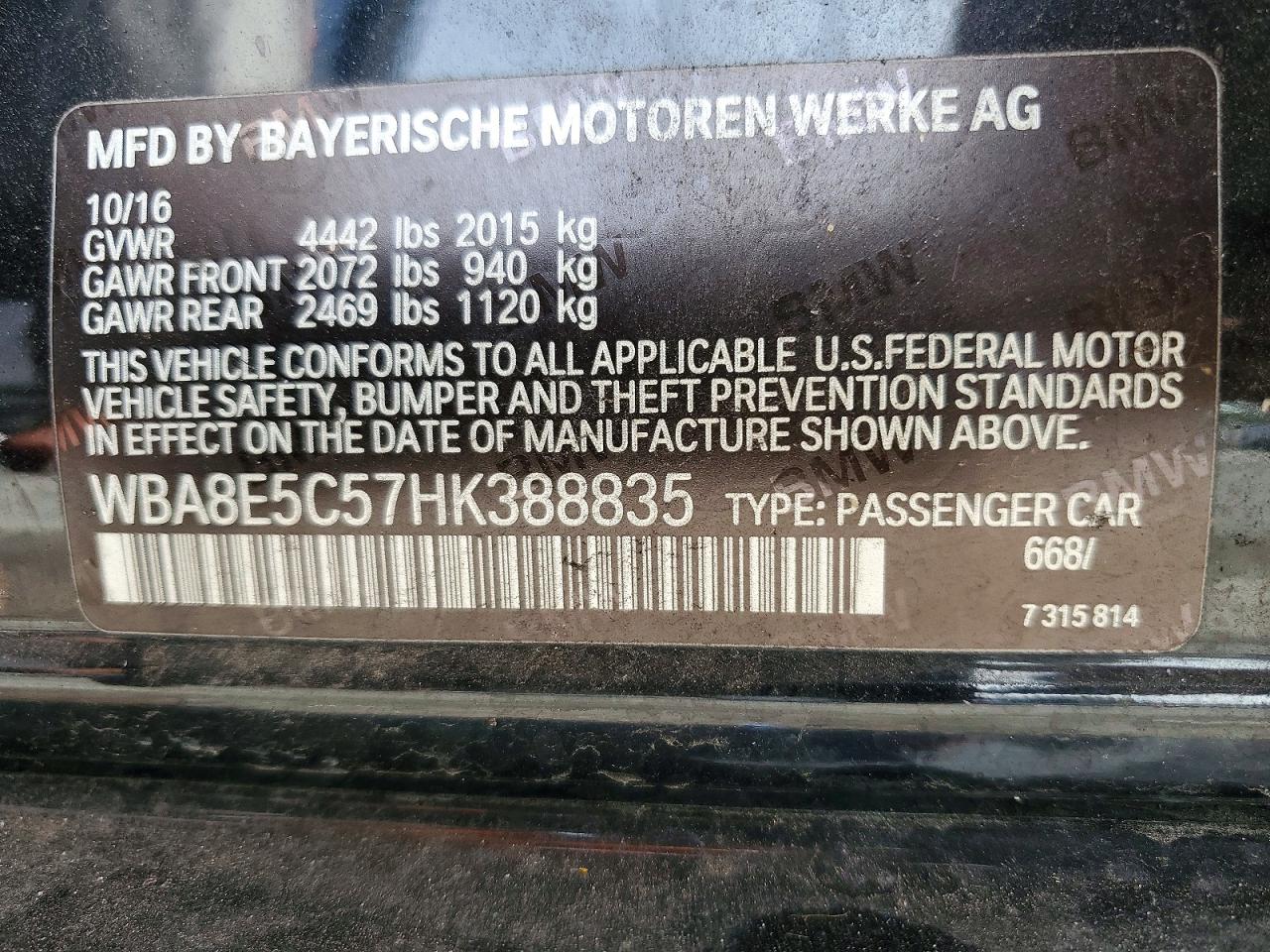 2017 BMW 3 series VIN WBA8E5C57HK388835 photo 12