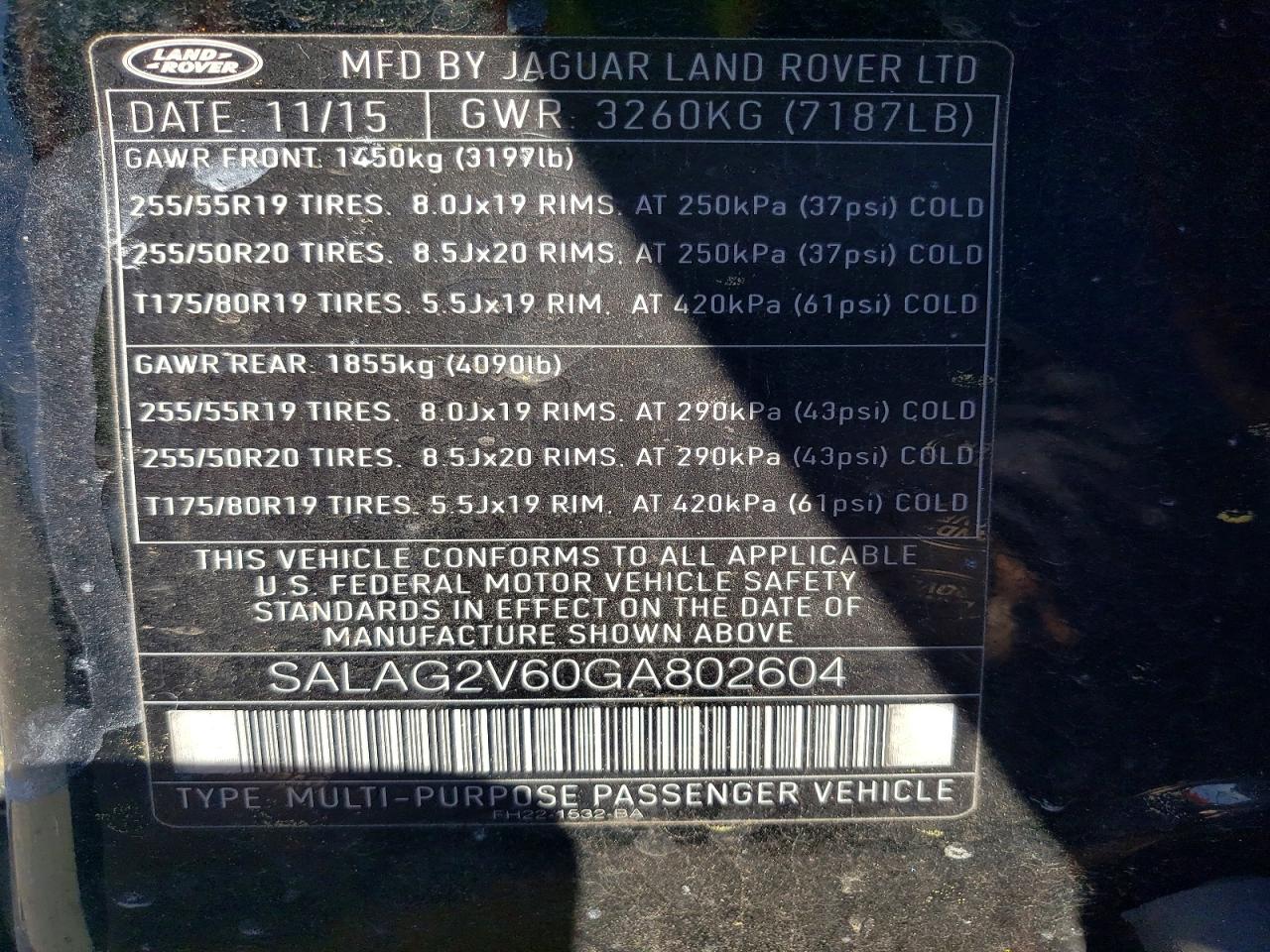 2016 Land Lr4 VIN SALAG2V60GA802604 photo 12