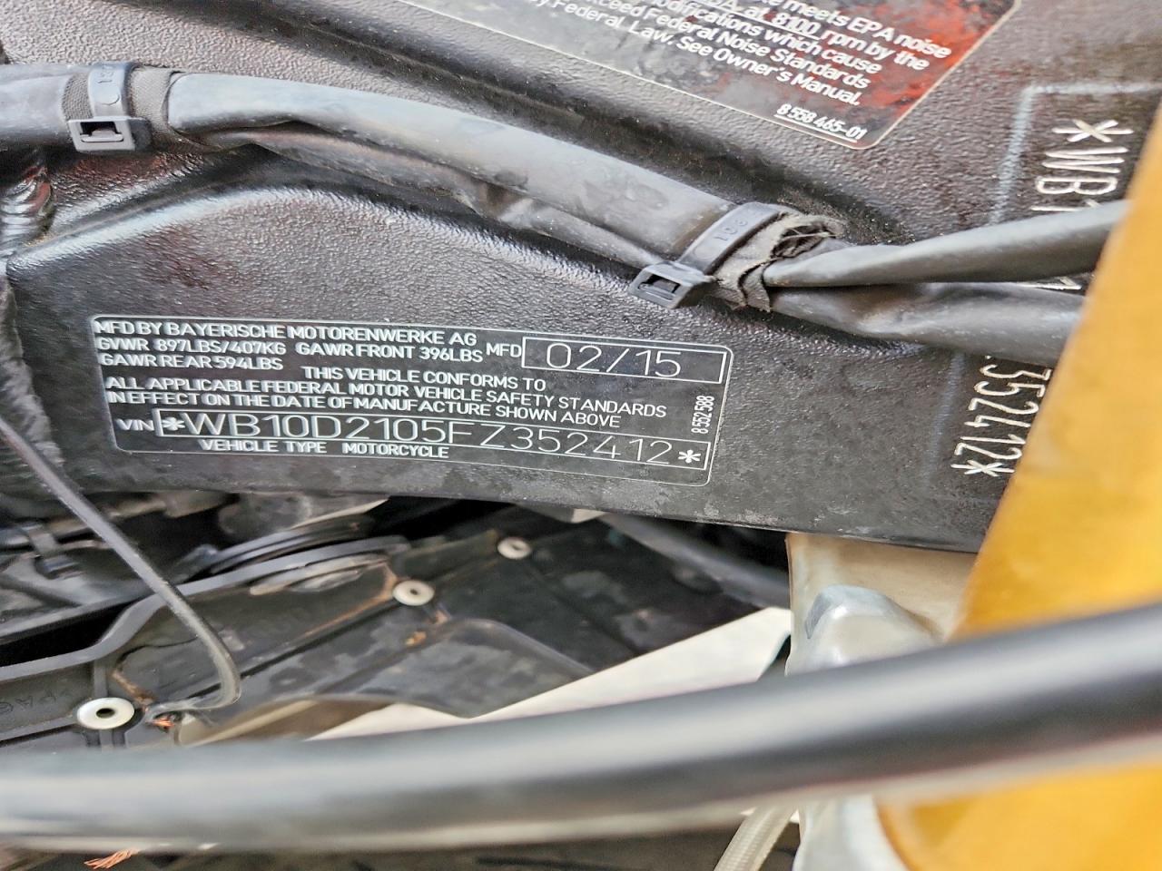 2015 BMW S VIN WB10D2105FZ352412 photo 10