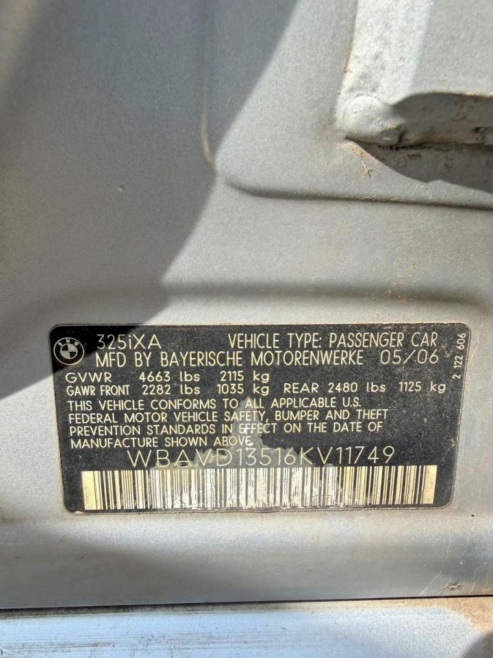 2006 BMW 3 series VIN WBAVD13516KV11749 photo 10