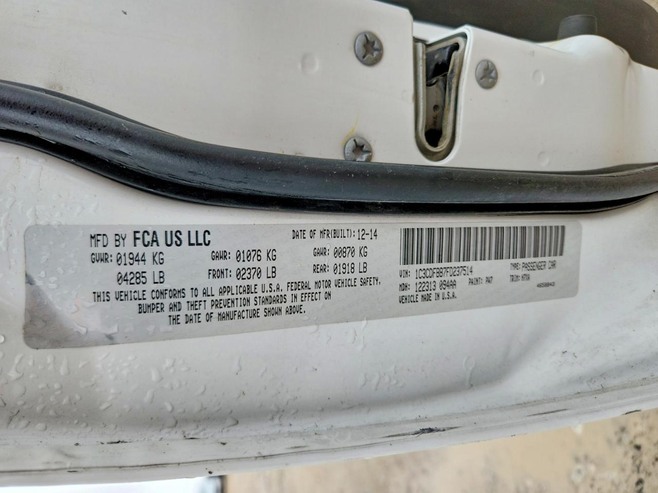 2015 Dodge Dart sxt VIN 1C3CDFBB7FD237514 photo 12