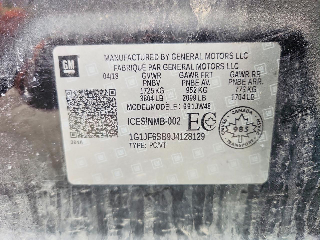 2018 Chevrolet SONIC VIN 1G1JF6SB9J4128129 photo 12