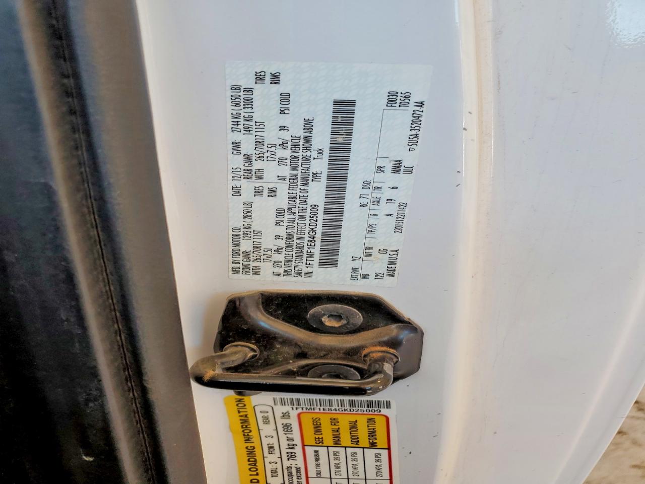 2016 Ford F150 VIN 1FTMF1E84GKD25009 photo 12