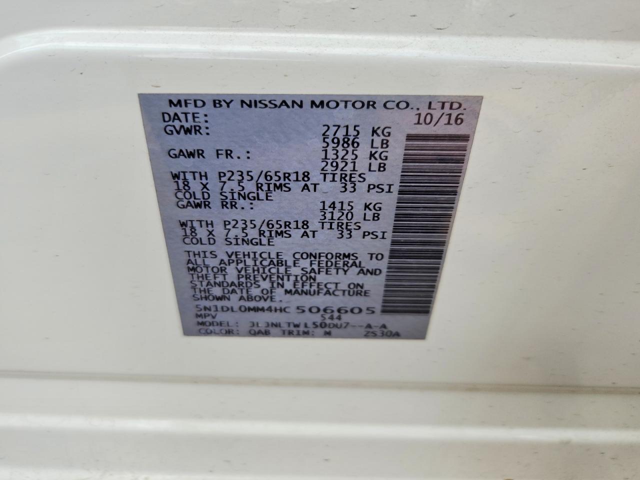 2017 Infiniti Qx60 base VIN 5N1DL0MM4HC506605 photo 12