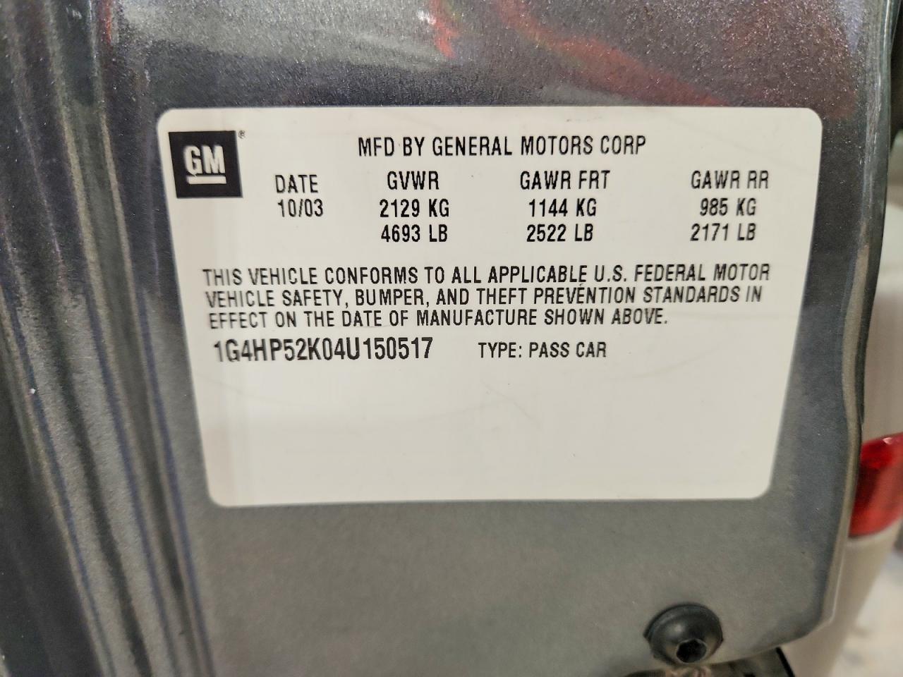 2004 Buick Lesabre VIN 1G4HP52K04U150517 photo 12