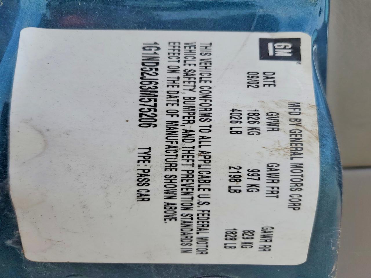 2003 CHEV Malibu VIN 1G1ND52J63M575206 photo 12