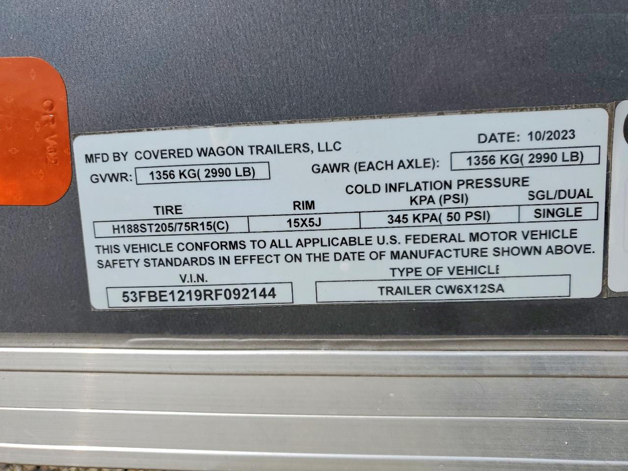 2024 COVERED 6x12 cargo VIN 53FBE1219RF092144 photo 10