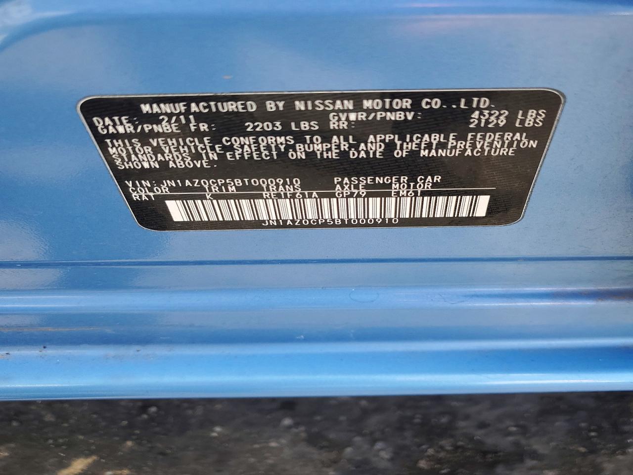2011 Nissan Leaf VIN JN1AZ0CP5BT000910 photo 12
