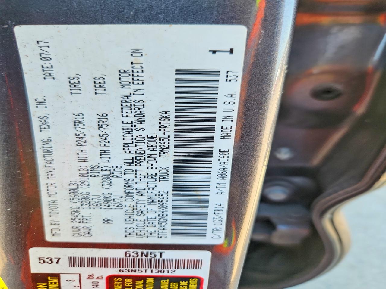 2017 Toyota Tacoma sr VIN 5TFAX5GN8HX095652 photo 12