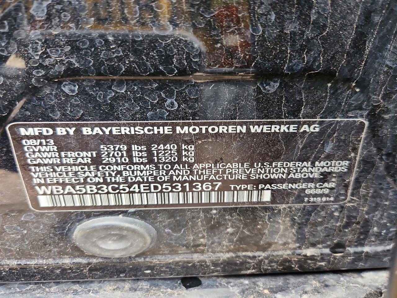 2014 BMW 5 series VIN WBA5B3C54ED531367 photo 12