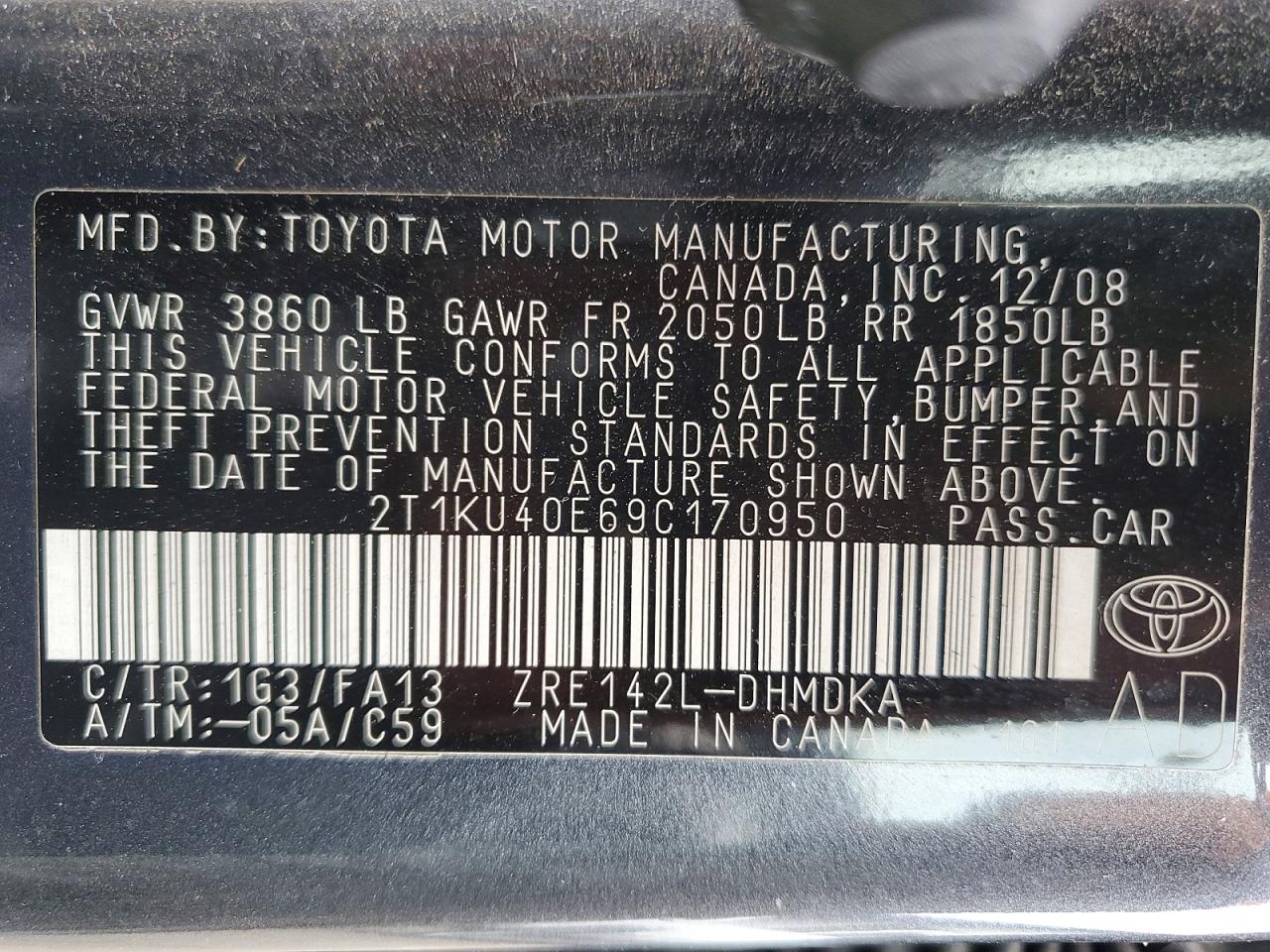 2009 Toyota Matrix VIN 2T1KU40E69C170950 photo 12