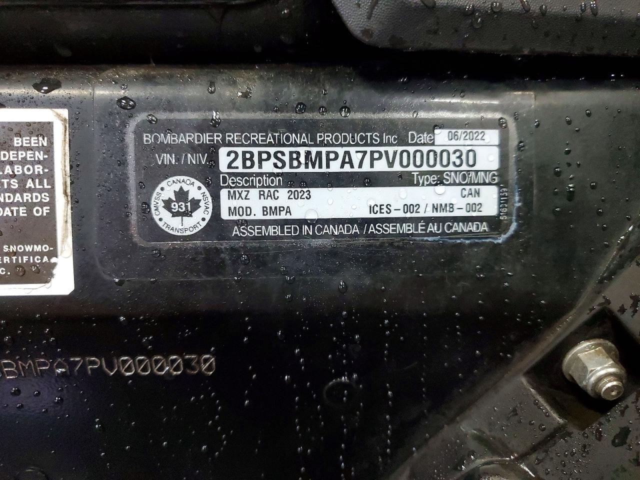 2023 SKID Mxz 600rs VIN 2BPSBMPA7PV000030 photo 10