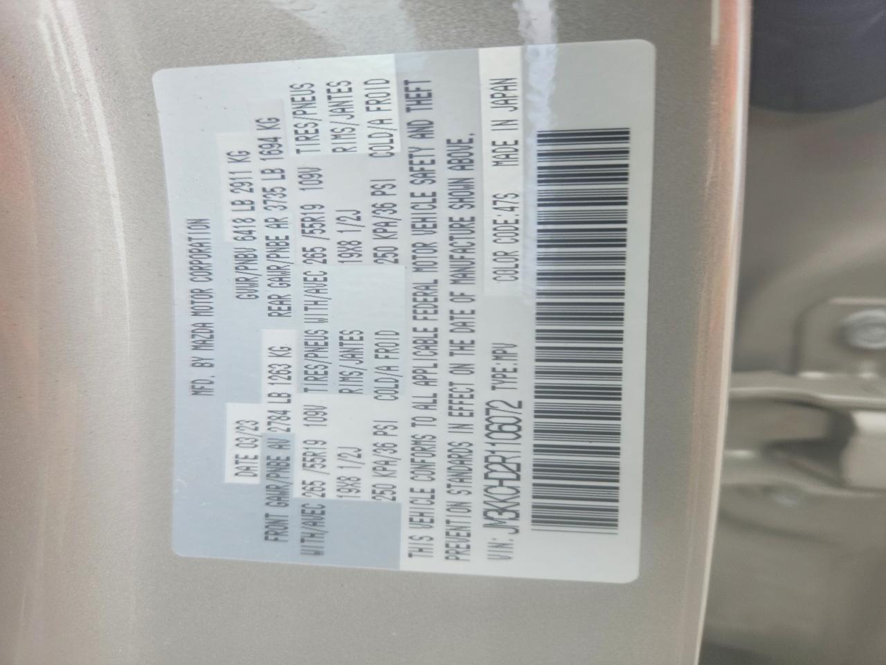 2024 Mazda Cx-90 VIN JM3KKCHD2R1106072 photo 12