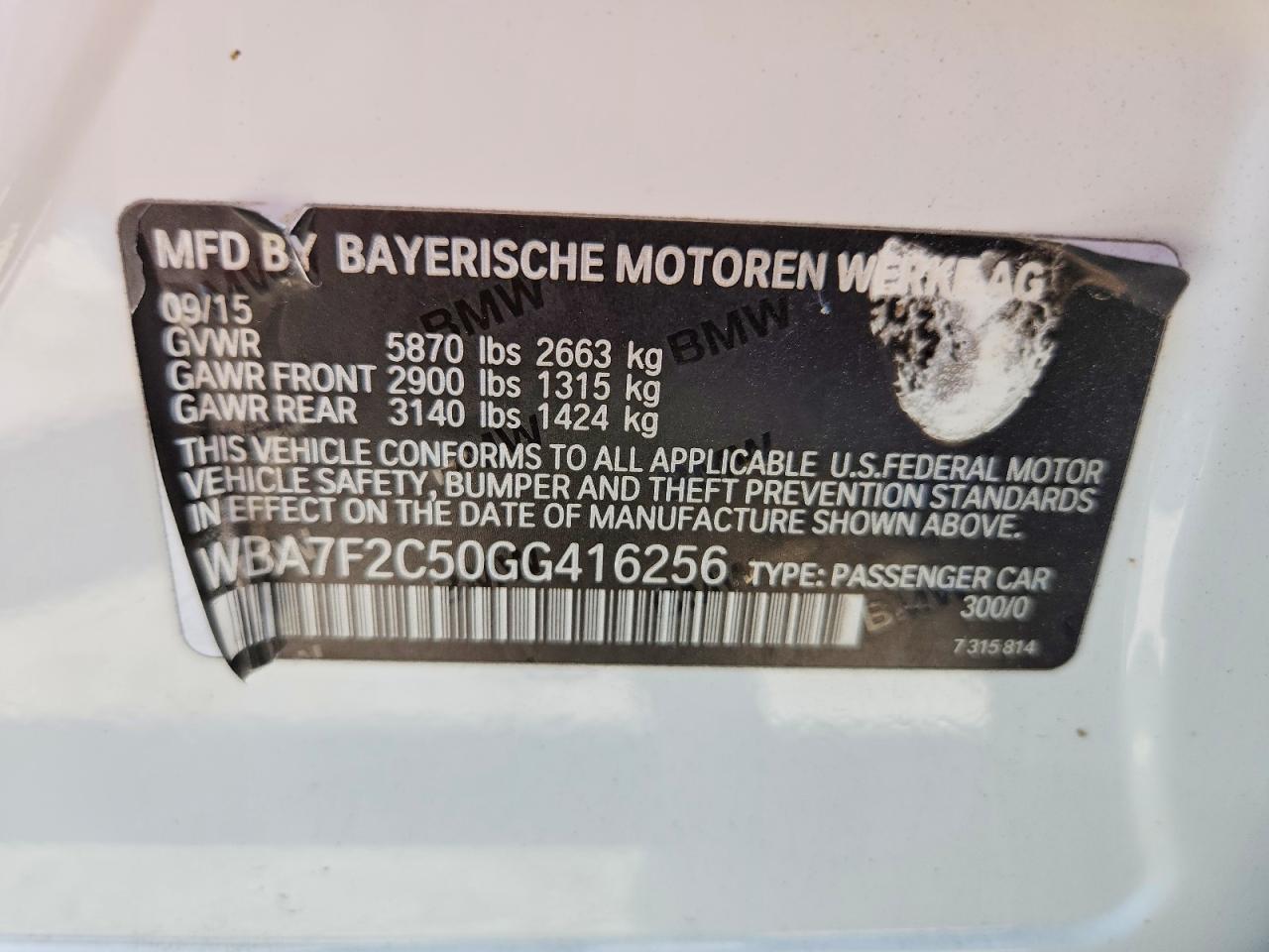 2016 BMW 7 series VIN WBA7F2C50GG416256 photo 12