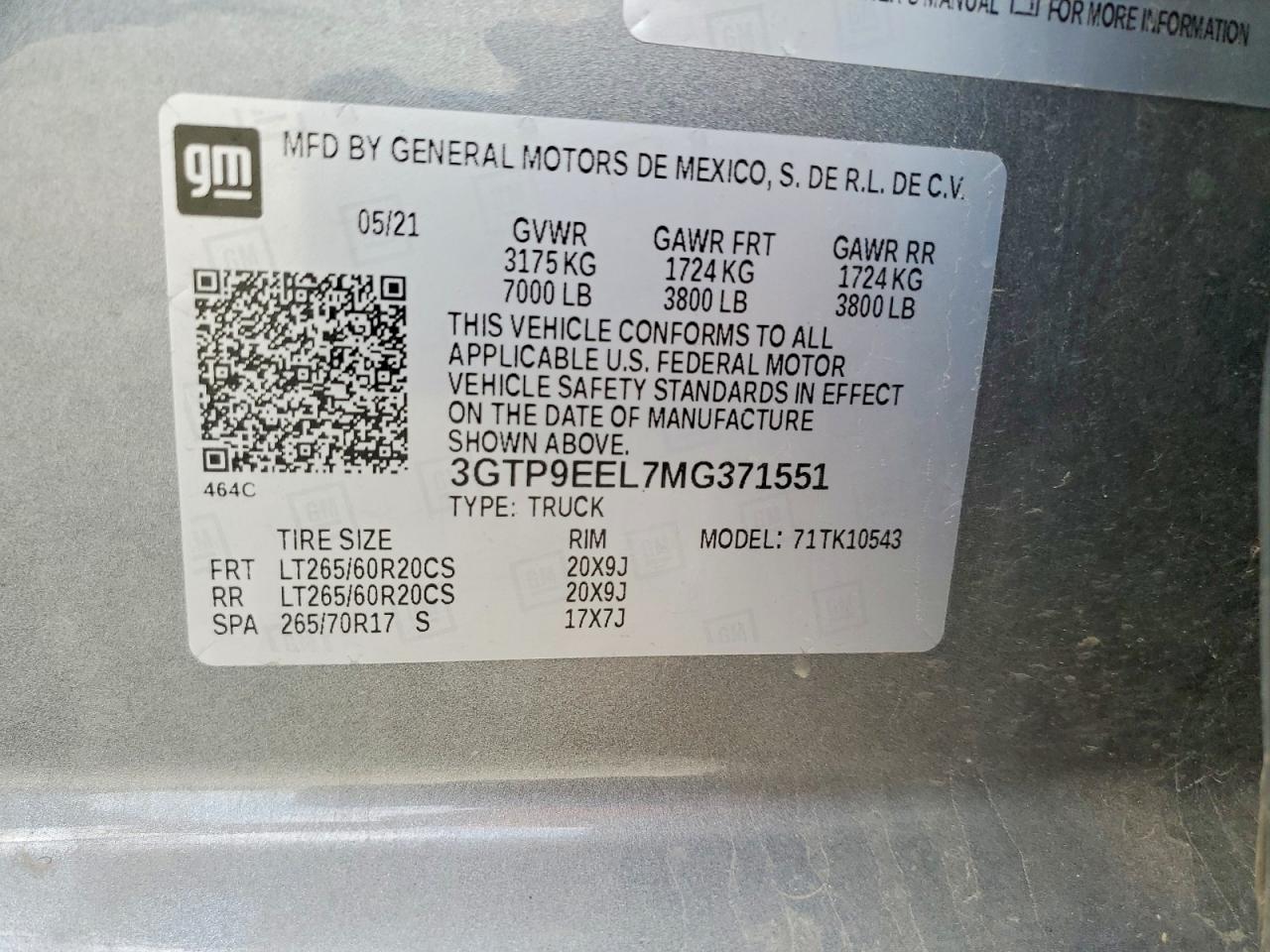 2021 GMC SIERRA VIN 3GTP9EEL7MG371551 photo 12