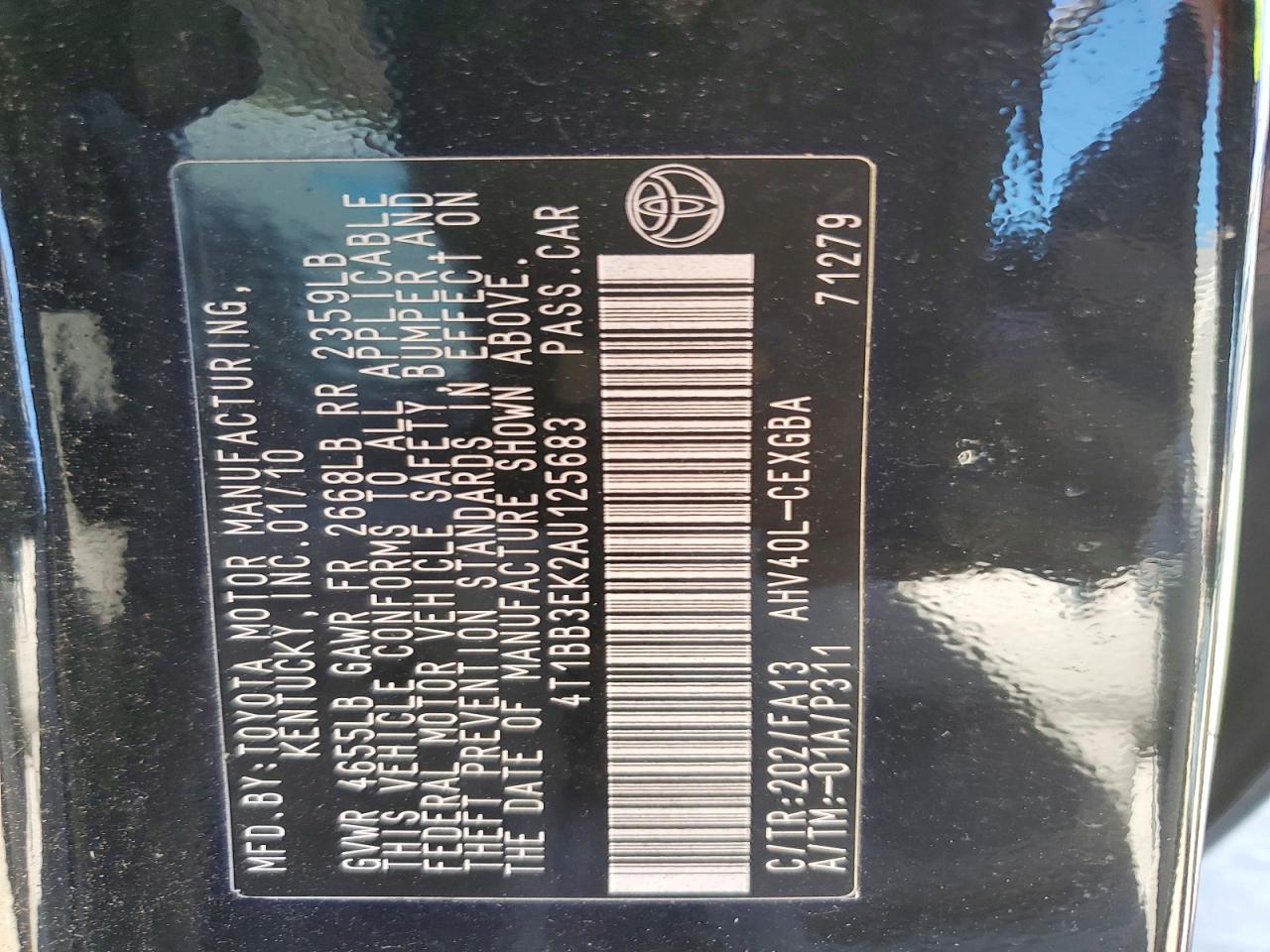 2010 Toyota Camry sola VIN 4T1BB3EK2AU125683 photo 12